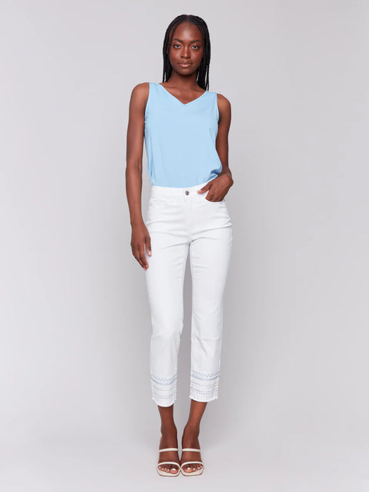 Embroidered Hem Jeans