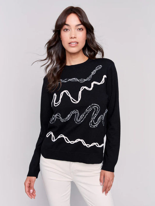 Crew Neck Embroidered Sweater