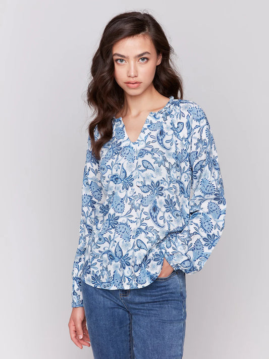 Printed Popover Blouse