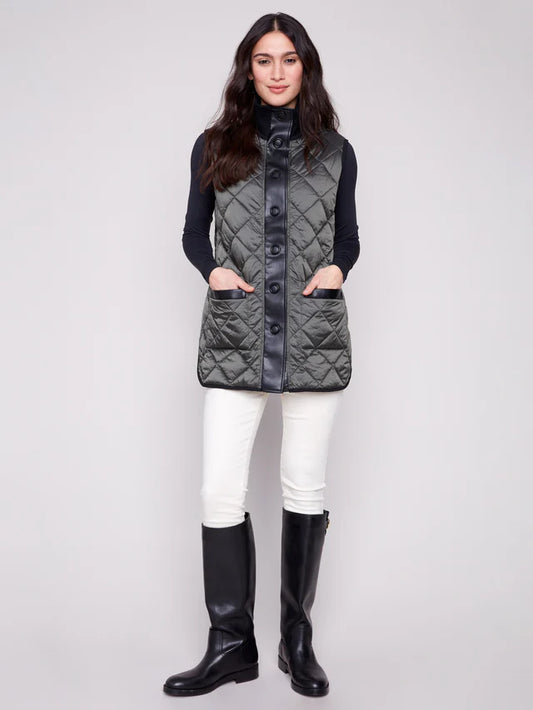 Reversible Button Front Quilted Vest