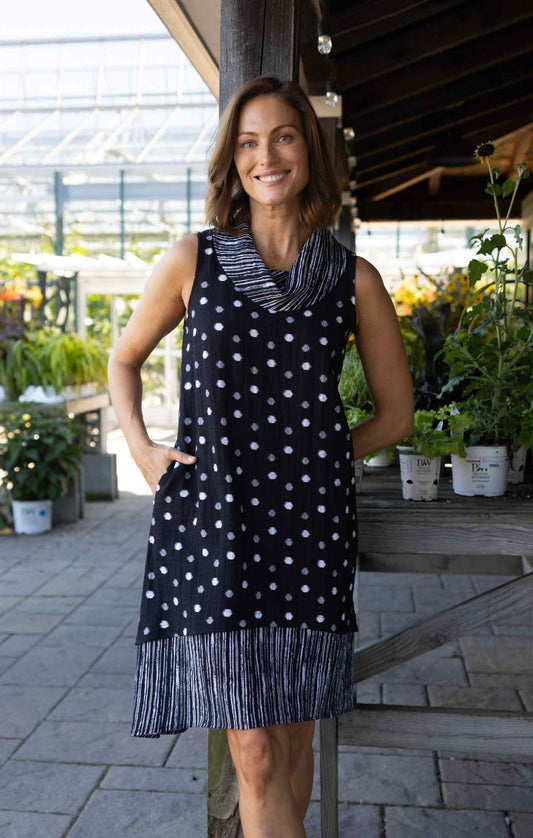 Express Travel Dot Collar Dress - Black
