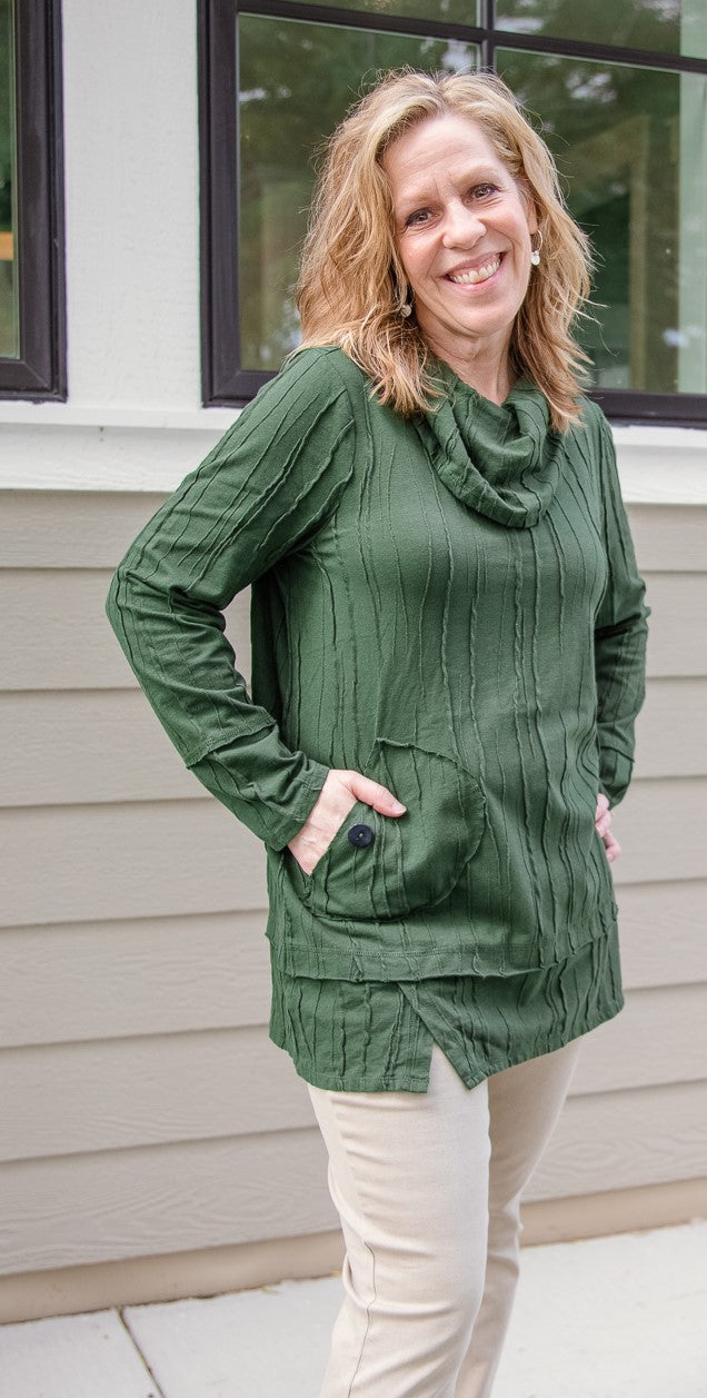 Cowl Neck Tunic - Forest