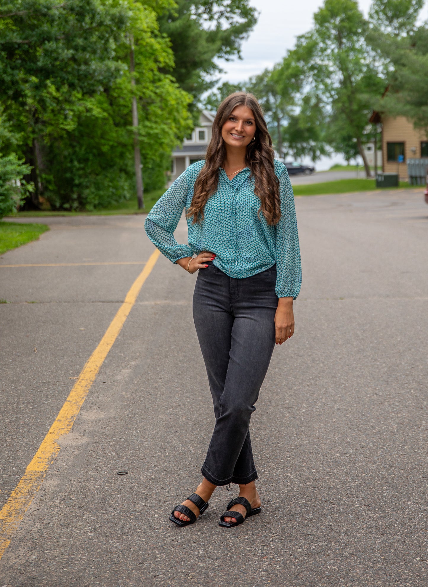 Ocean Blue Dot Blouse