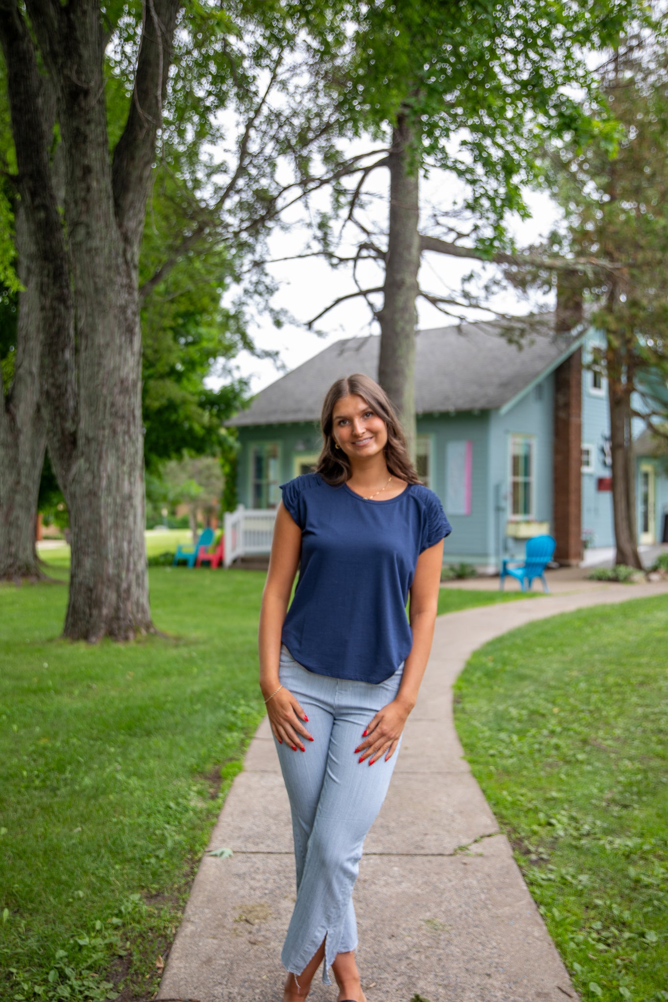 Dark Navy Scoop Neck Top