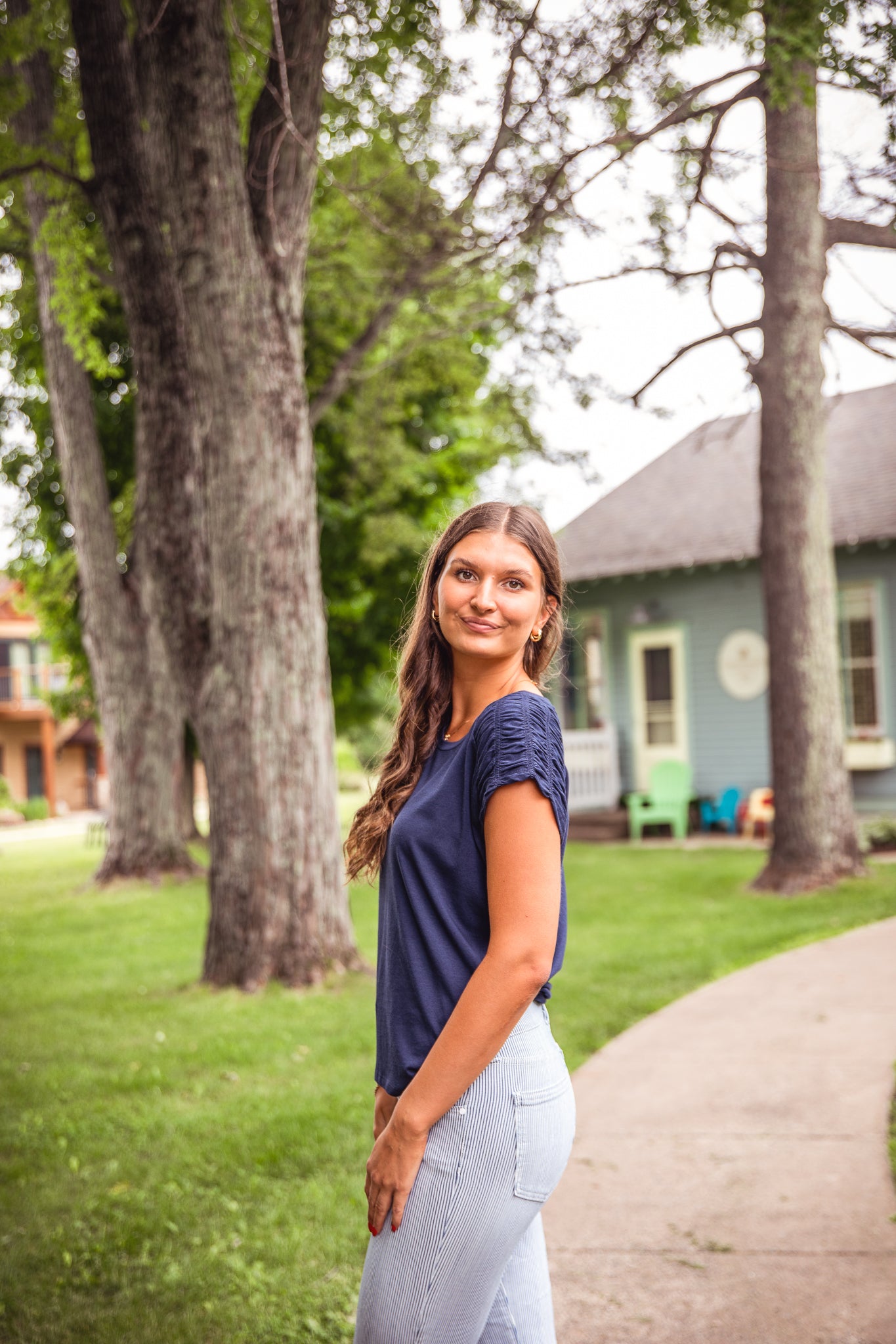 Dark Navy Scoop Neck Top