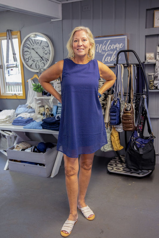 Navy Polka Dot Dress