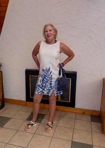 Printed Sleeveless Linen Blend Dress - Palm