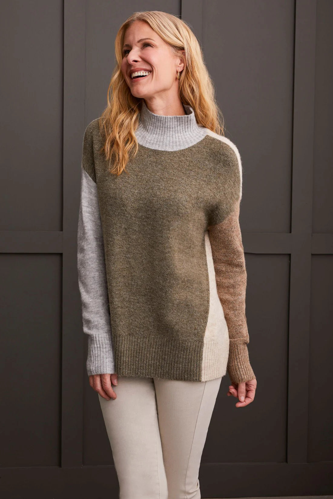 Mock Neck Colorblock Sweater