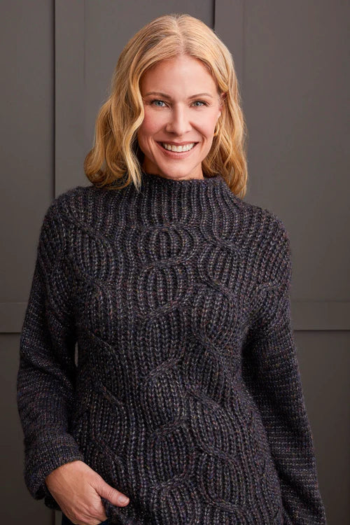 Funnel Neck Sweater w/Sparkly Yarn