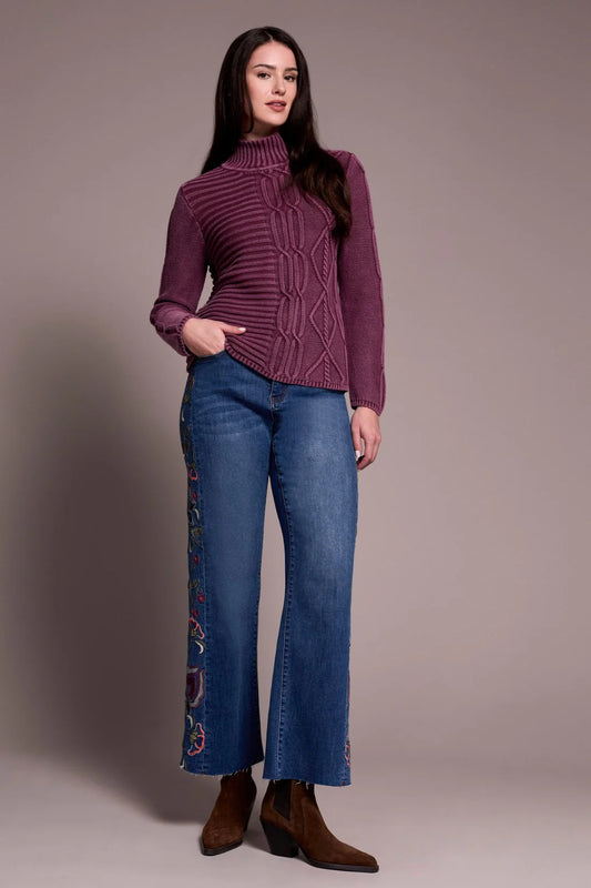 Vintage Washed Cable Knit Sweater