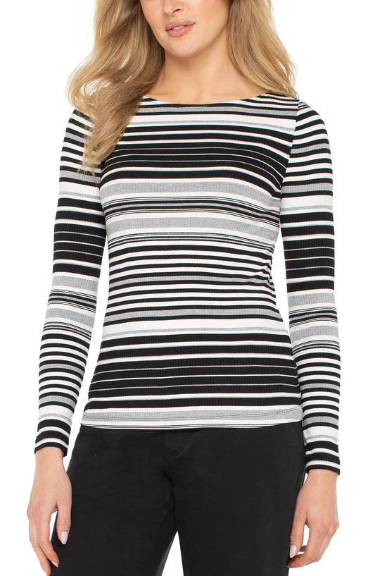 Long Sleeve Boat Neck Knit Top