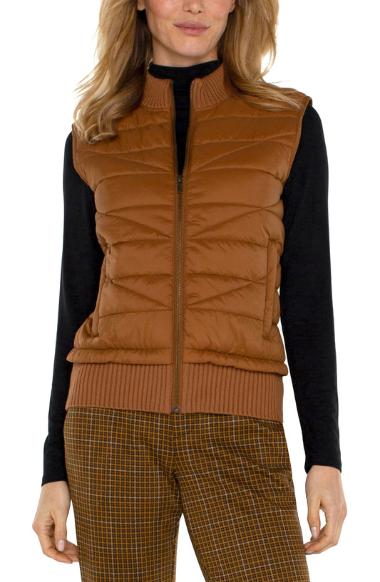 Sleeveless Qulited Full Zip Vest