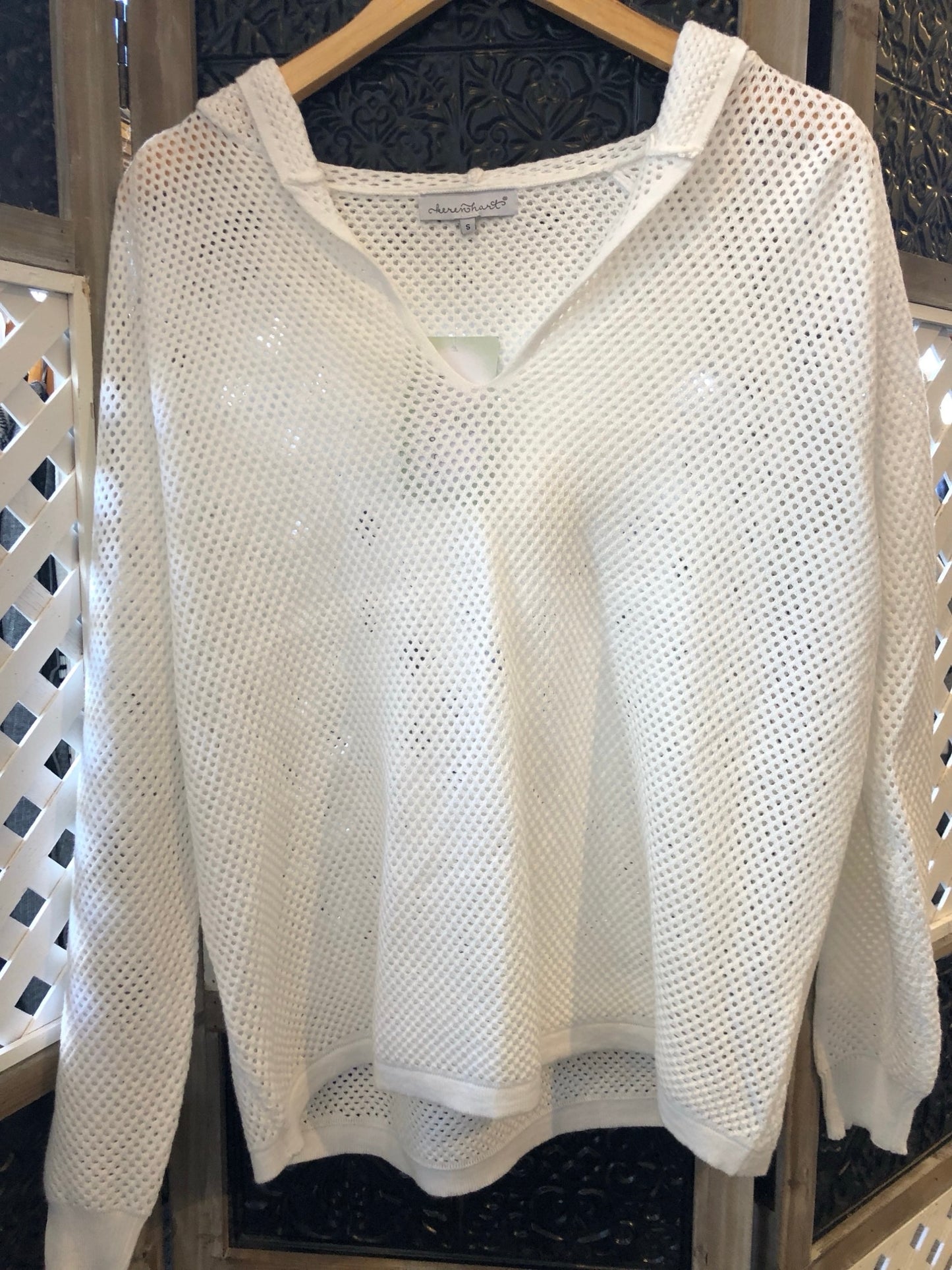 White Mesh Hoodie